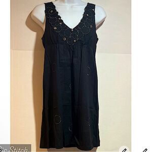 Size Small Charming Black/Silver Embroidery Women Dress